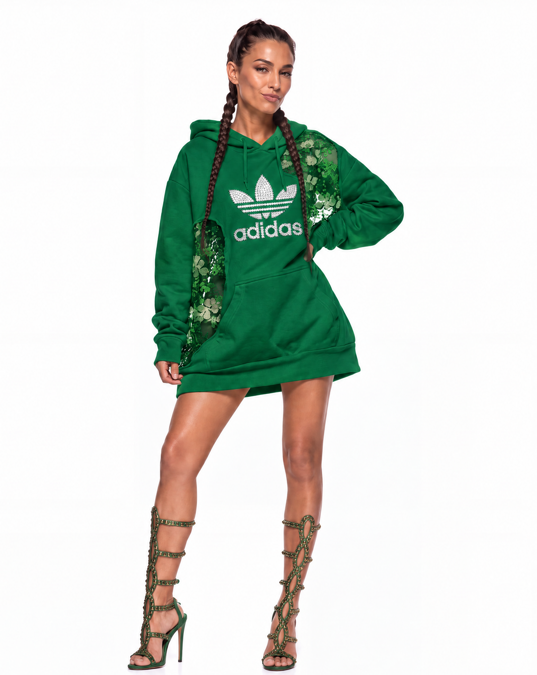 Hoodie Adidas Green Bloom