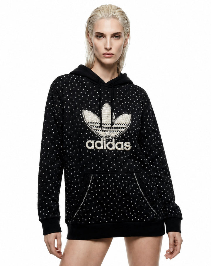 Sudadera con capucha Adidas negra Full Swarovski