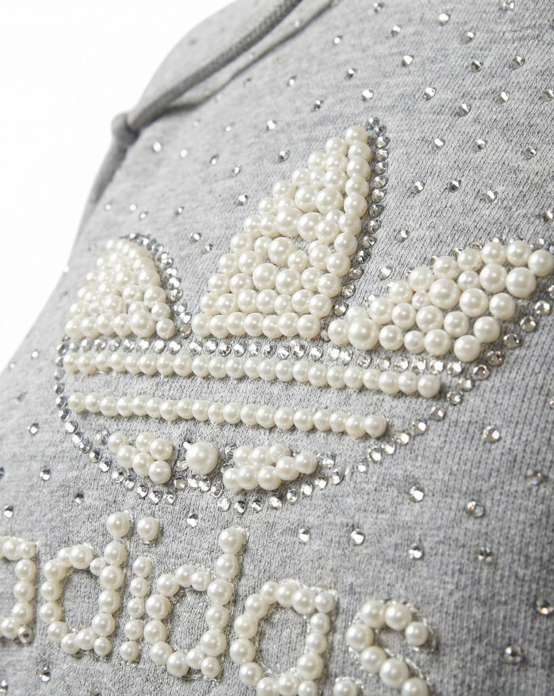 Grey Adidas Hoodie Pearls & Swarovski