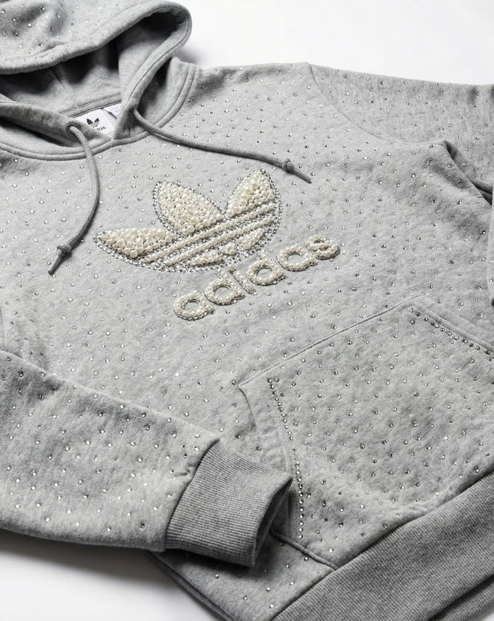 Grey Adidas Hoodie Pearls & Swarovski