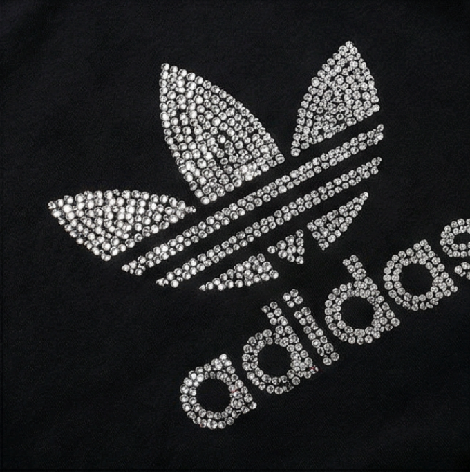 Felpa Adidas Nera Girocollo Swarovski