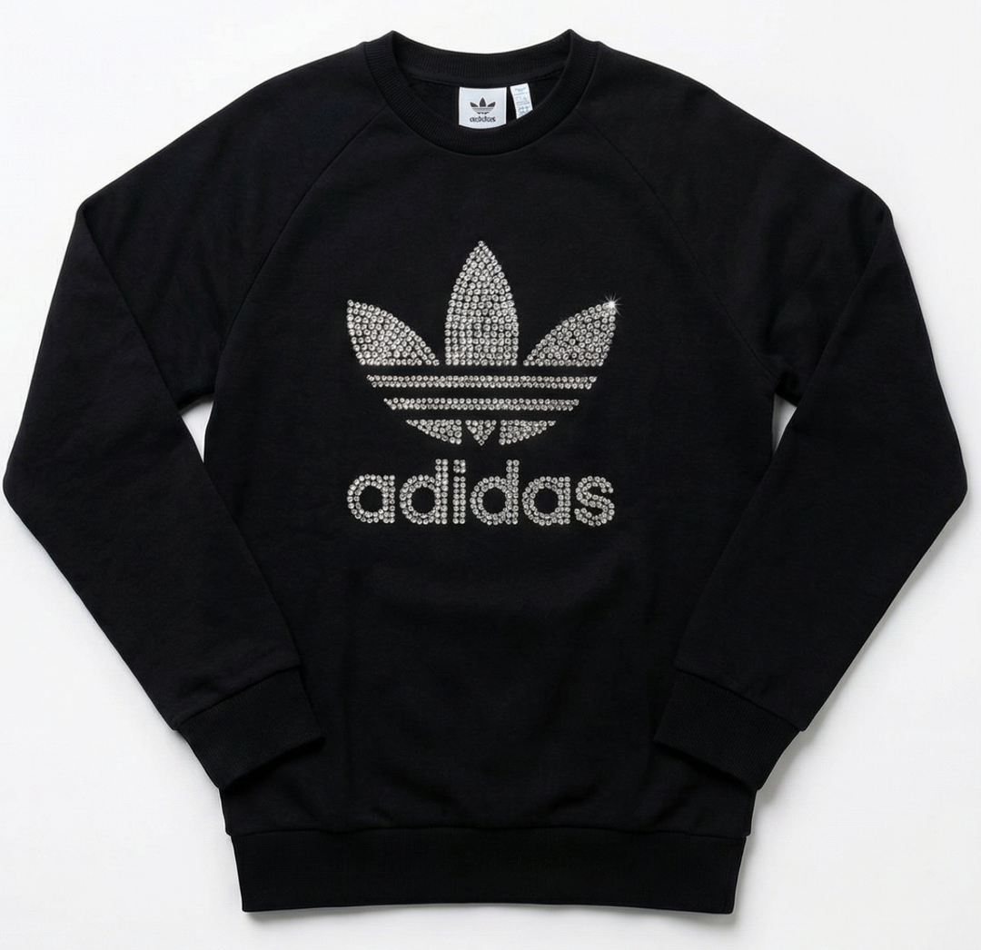 Felpa Adidas Nera Girocollo Swarovski