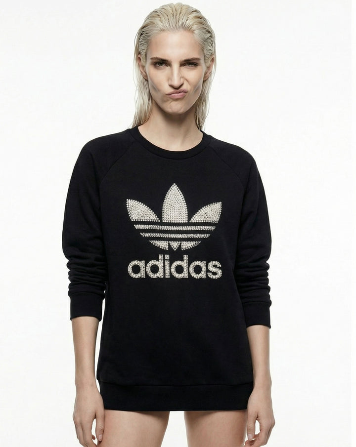 Black Adidas Crewneck Sweatshirt Swarovski