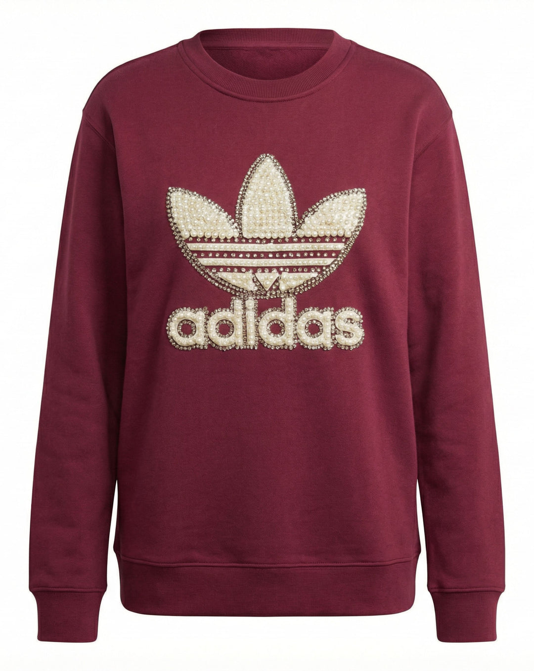 Sudadera Adidas burdeos de cuello redondo Perlas & Swarovski