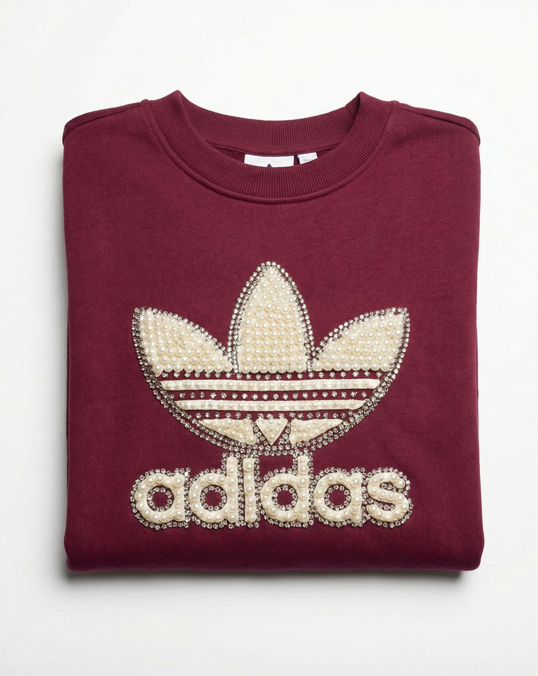 Sudadera Adidas burdeos de cuello redondo Perlas & Swarovski