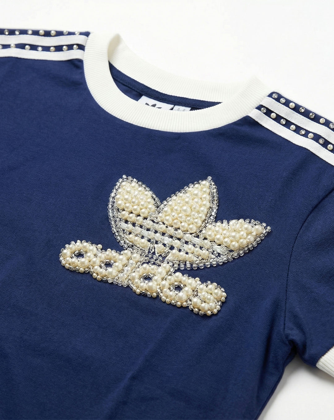 Blue Adidas T-shirt Pearls &amp; Swarovski 