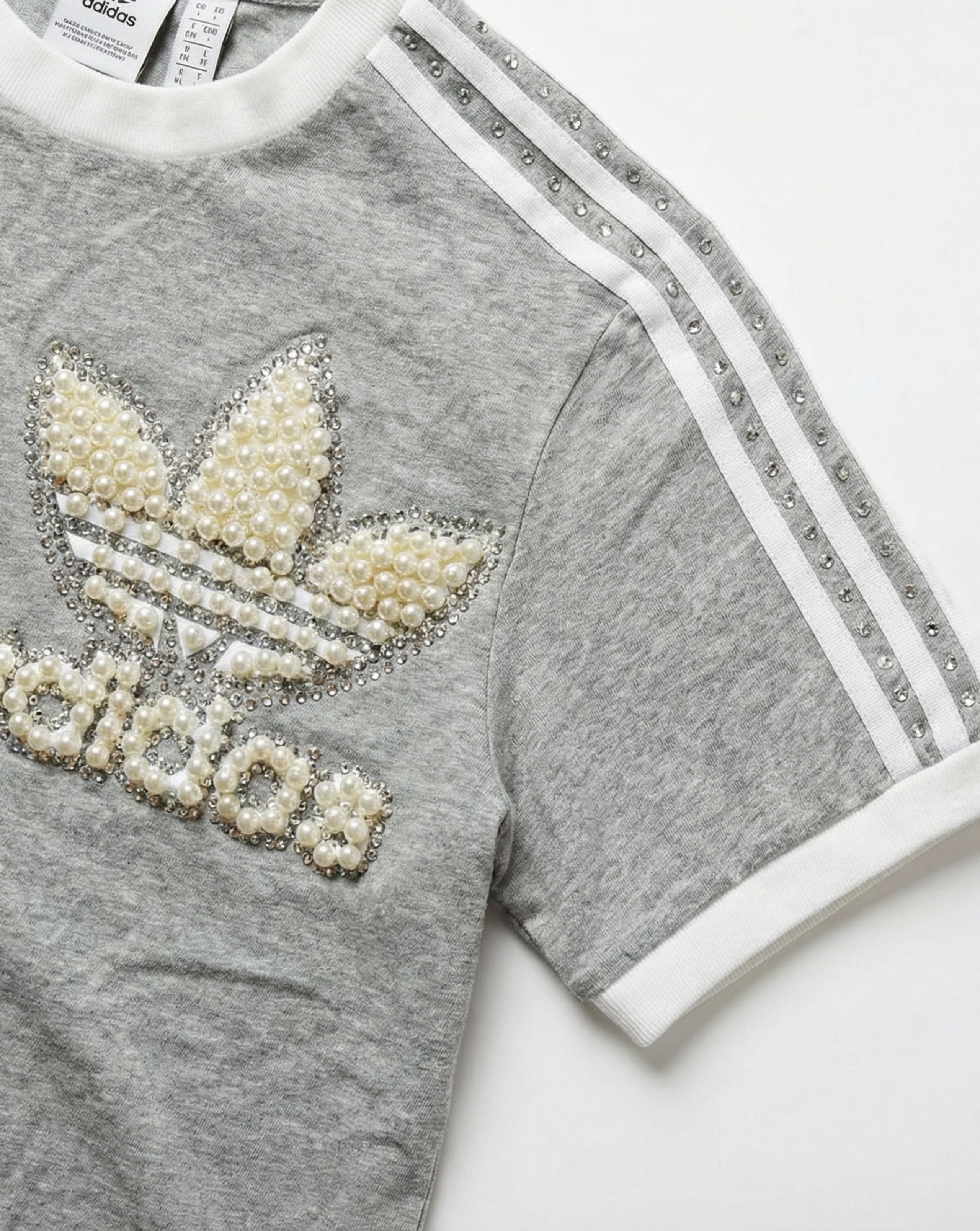 Grey Adidas T-shirt Pearls & Swarovski