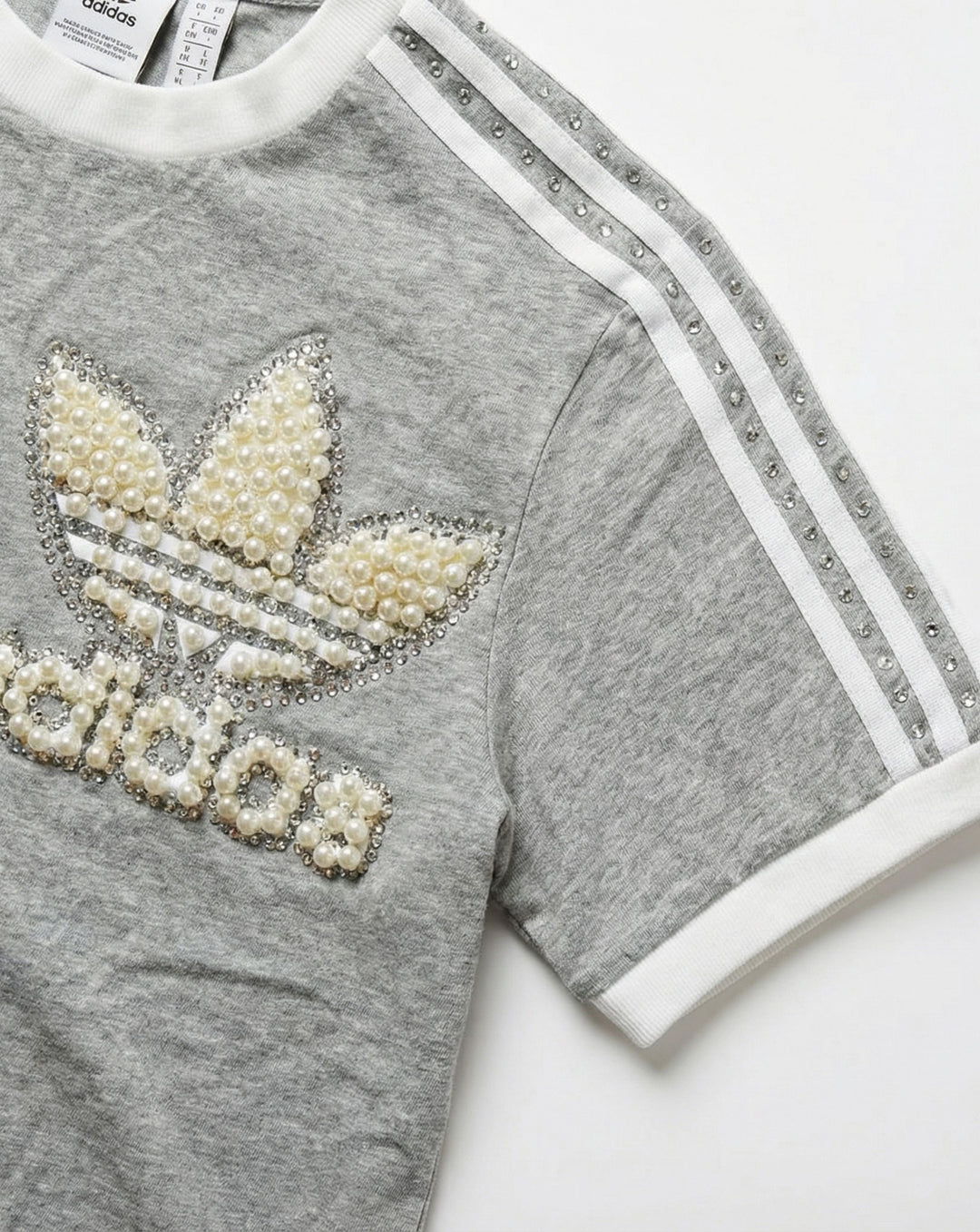 Grey Adidas T-shirt Pearls & Swarovski