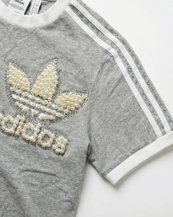 Grey Adidas T-shirt Pearls & Swarovski