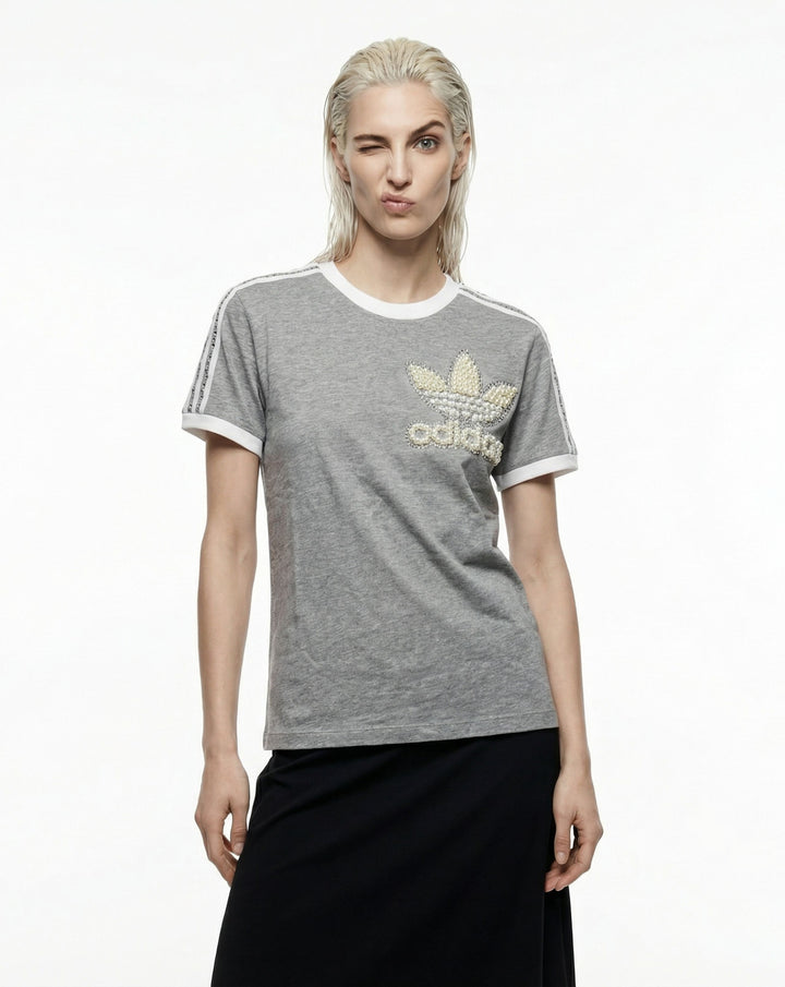 Grey Adidas T-shirt Pearls & Swarovski