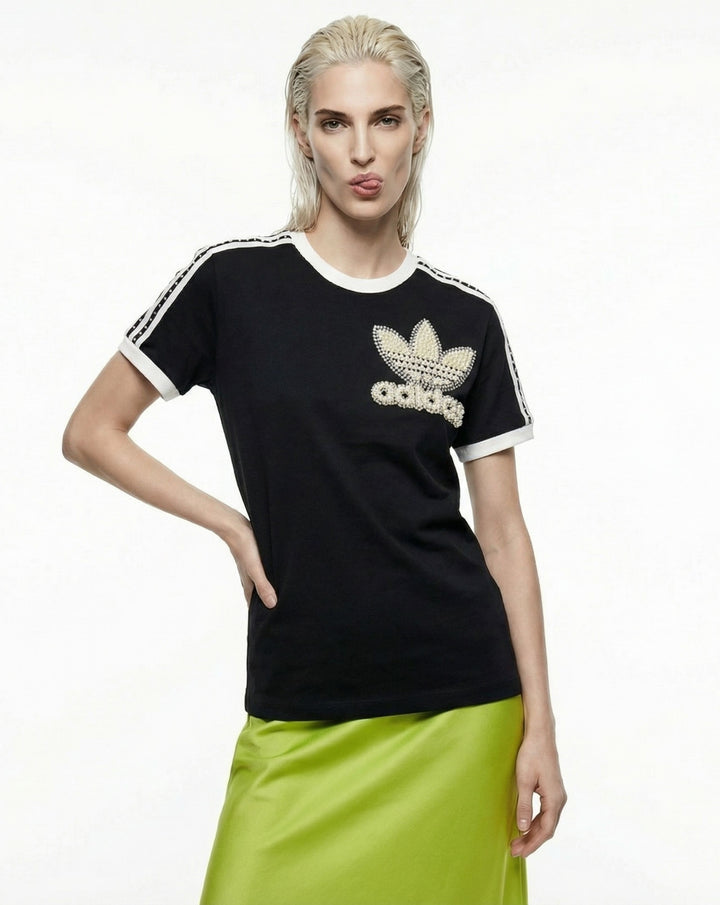 T-shirt Adidas noir Perles & Swarovski