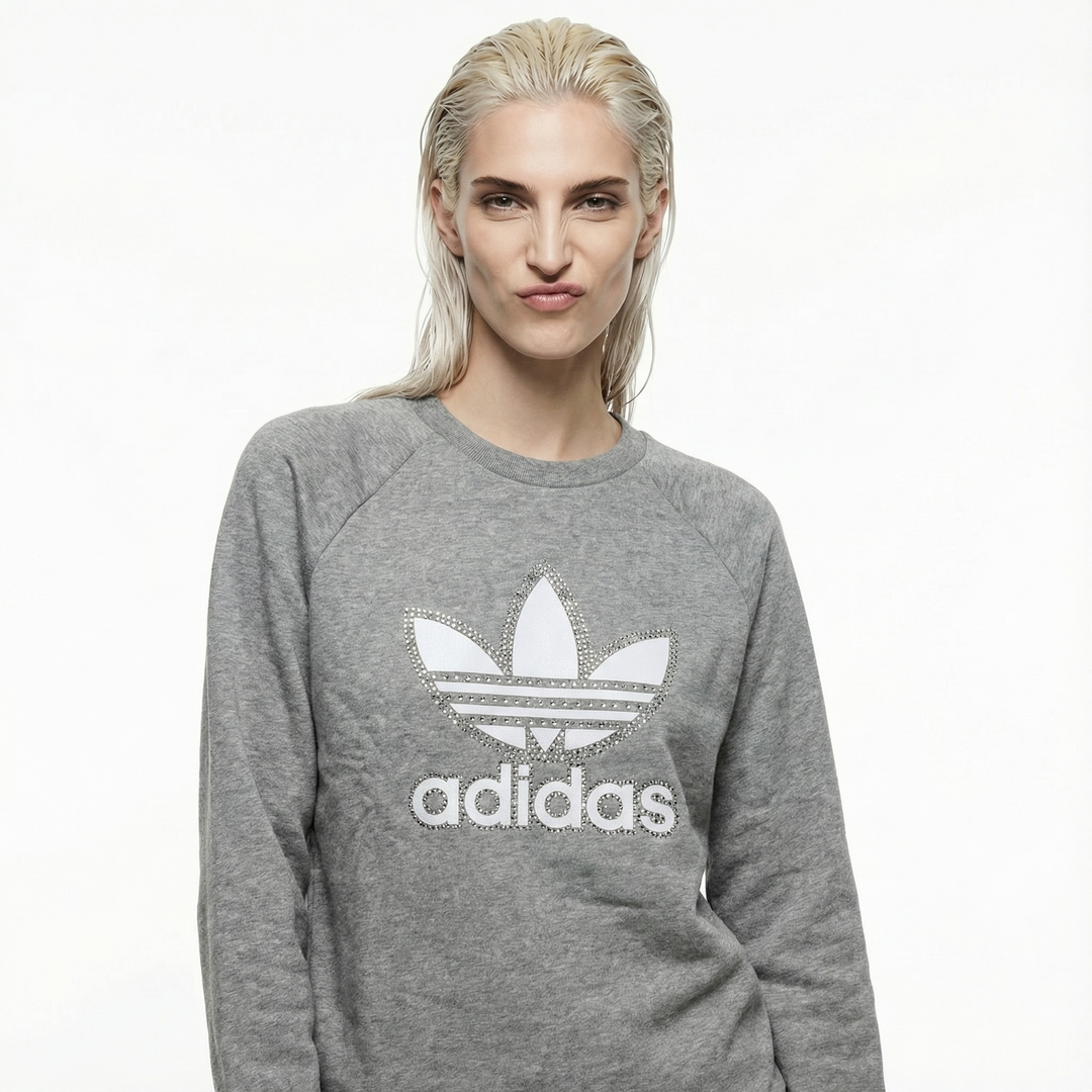Grey Adidas Crewneck Sweatshirt Swarovski