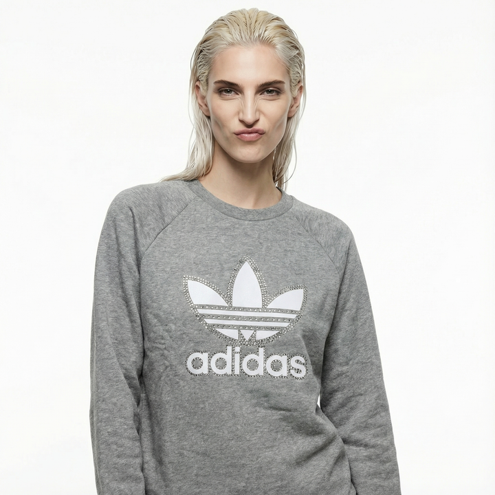 Grey Adidas Crewneck Sweatshirt Swarovski