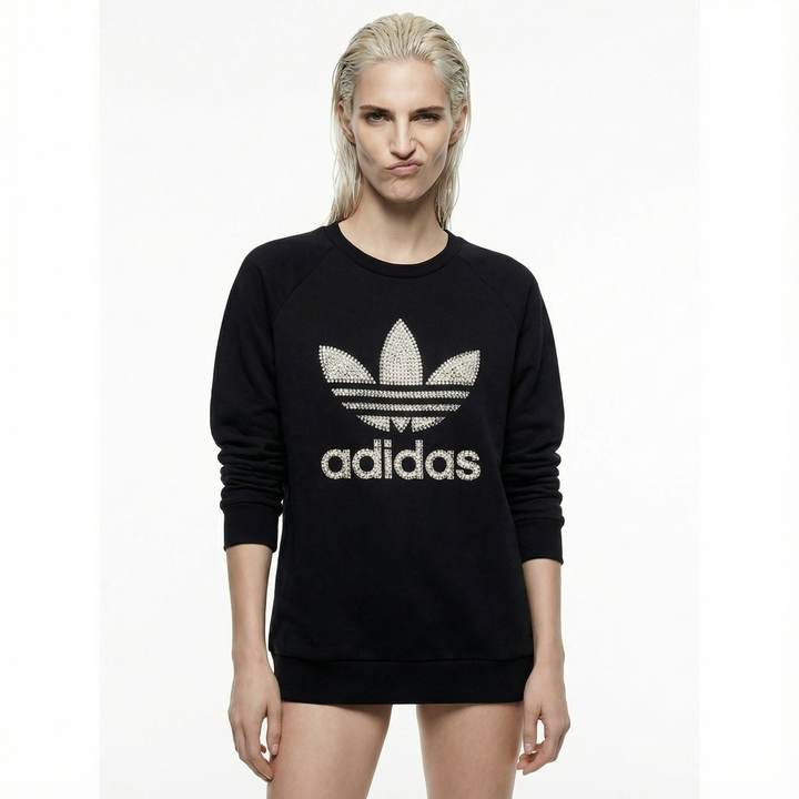Felpa Adidas Nera Girocollo Swarovski