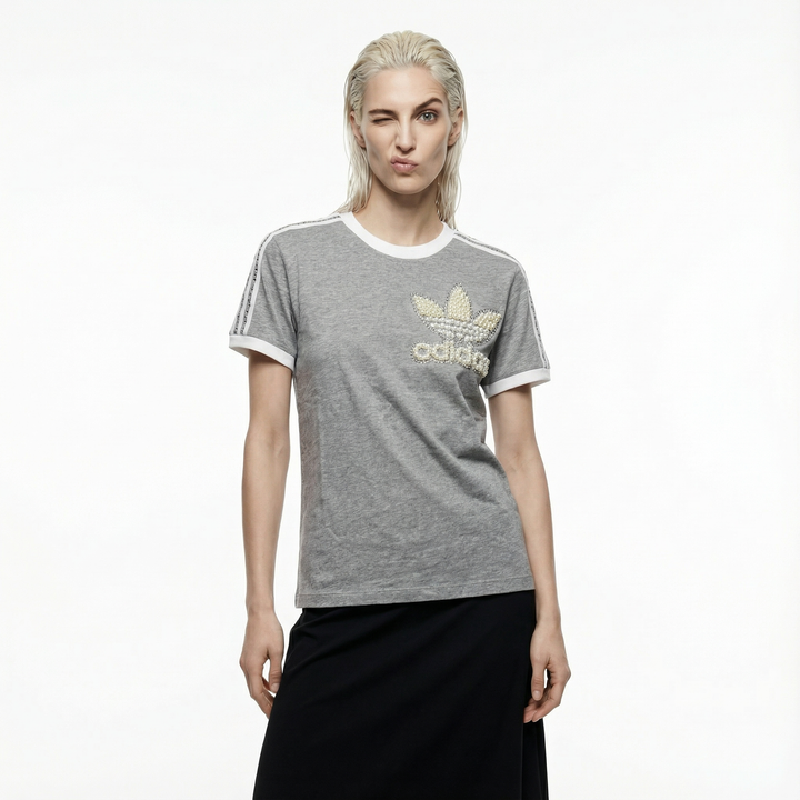 Szary T-shirt Adidas Perły & Swarovski