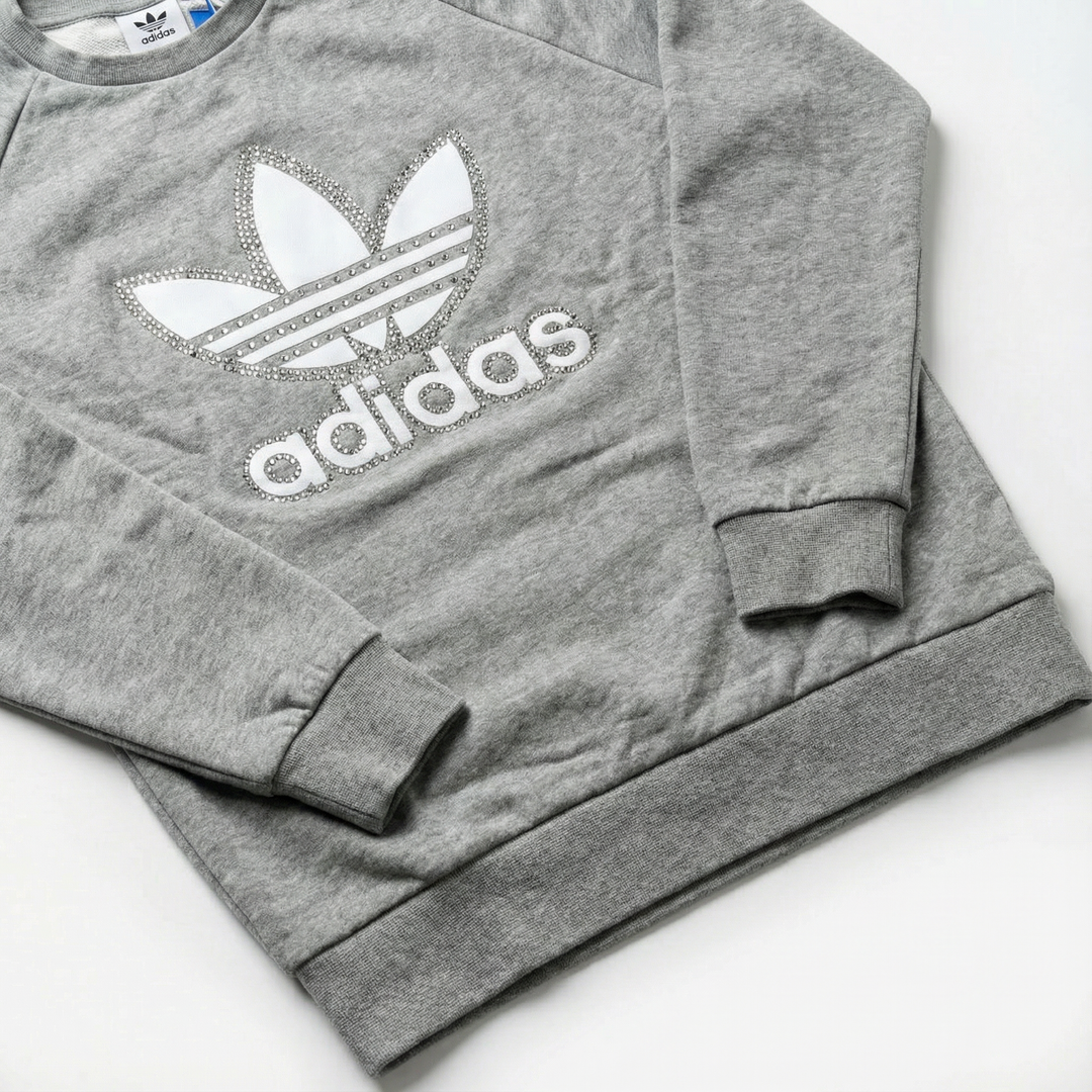Grey Adidas Crewneck Sweatshirt Swarovski
