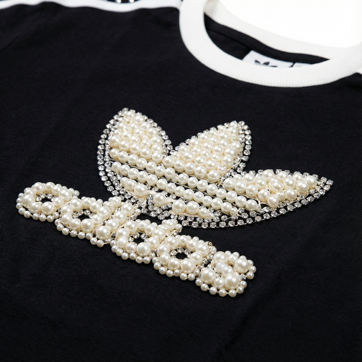 Black Adidas T-shirt Pearls & Swarovski