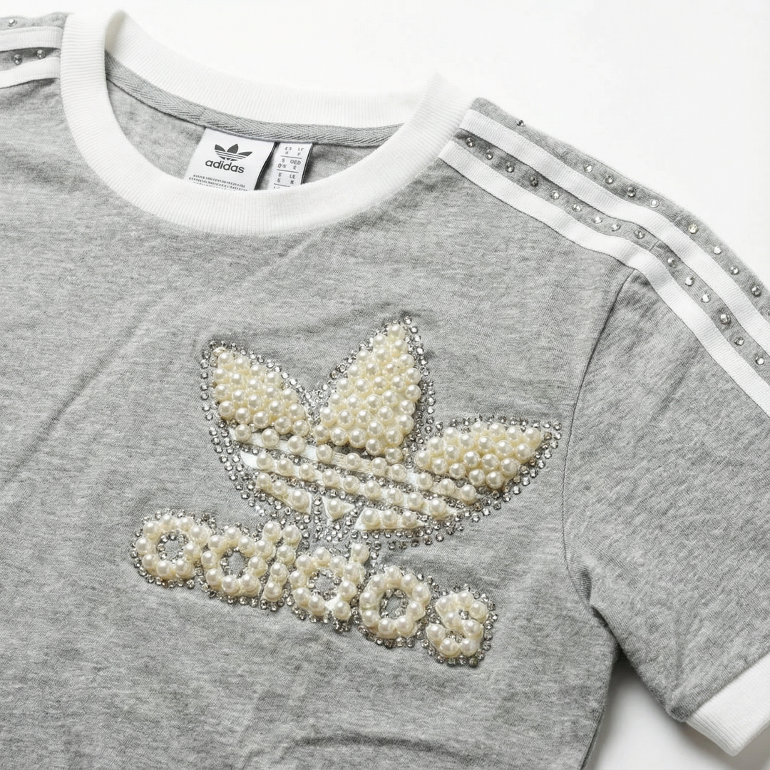 Szary T-shirt Adidas Perły & Swarovski
