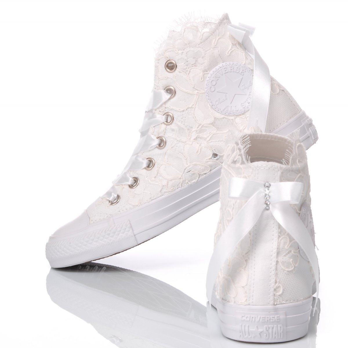 converse bianche pizzo francese