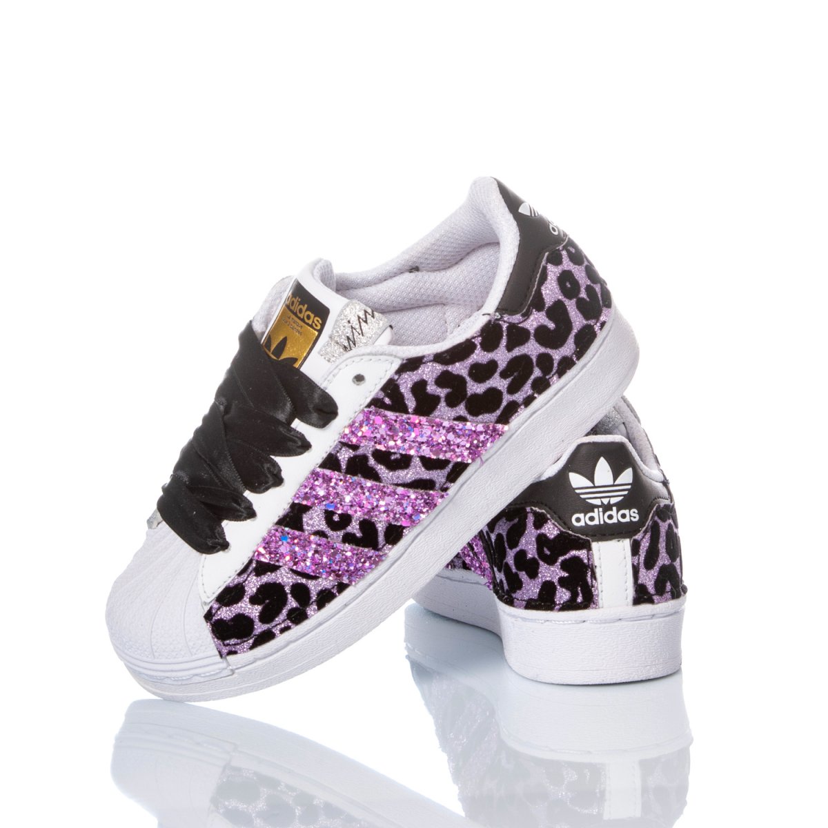 Adidas Superstar Junior Leo Purple Superstar Animalier, Glitter